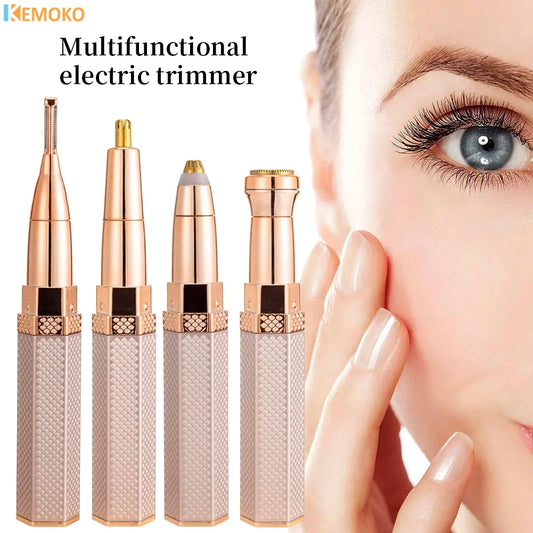 Depiladora facial eléctrica 4 en 1 sin dolor para cejas, labios, zonas sensibles, bikini, afeitadora corporal