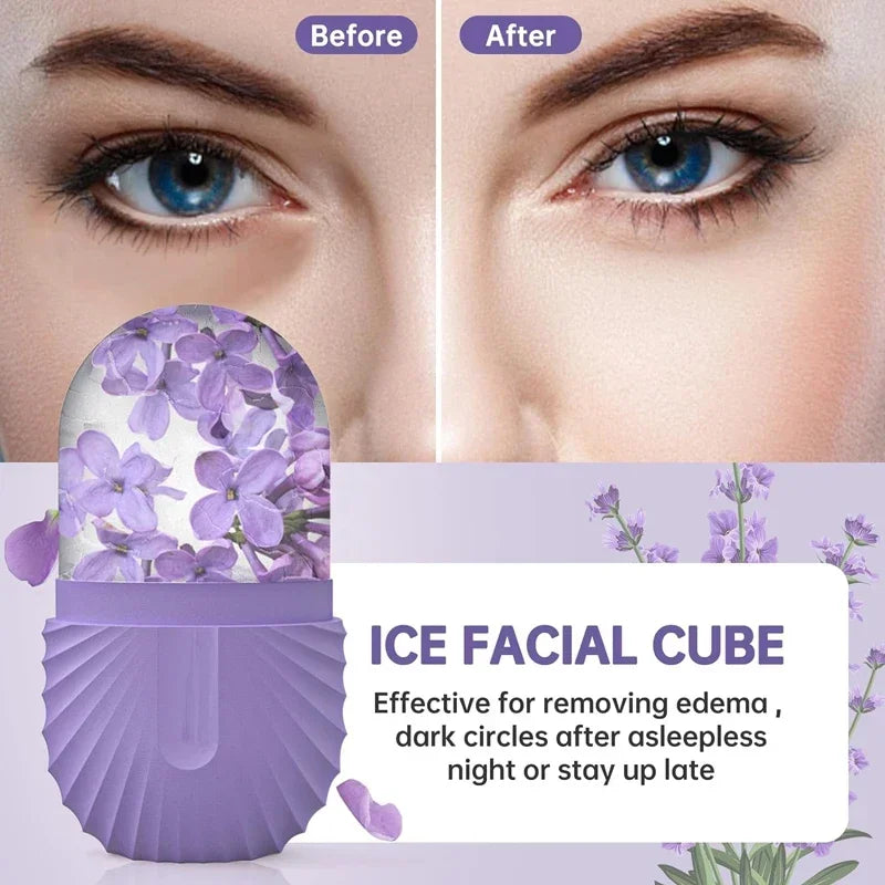 Rodillo de hielo para el rostro, cubito de hielo, masaje de belleza, molde de silicona para hielo para la hinchazón de los ojos, rodillo de hielo para la cara que reduce los poros