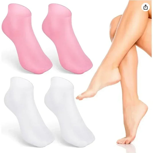 1 par de calcetines hidratantes de silicona, calcetines de gel exfoliante para el talón,  piel muerta agrietada, protector para aliviar el dolor y el cuidado de los pies