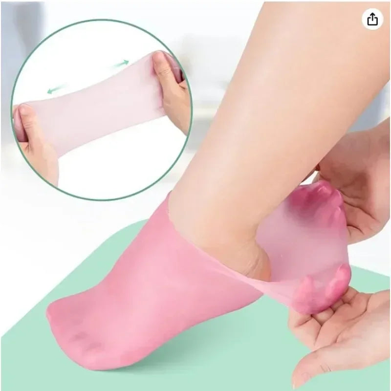 1 par de calcetines hidratantes de silicona, calcetines de gel exfoliante para el talón,  piel muerta agrietada, protector para aliviar el dolor y el cuidado de los pies